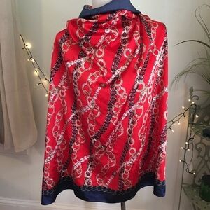 Express Nautical Print Red Blue Large Scarf head wrap purse accent belt